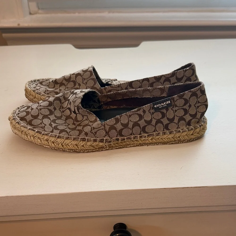 Coach Signature Canvas Espadrille Flats in Brown